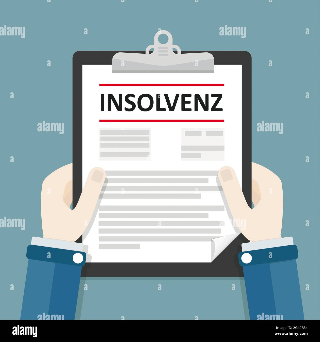 Appunti delle mani Insolvenz Foto Stock