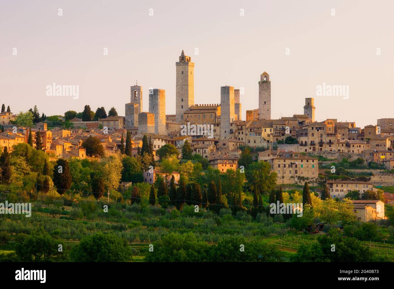 Borgo medievale di San Gimignano, Toscana, Italia Foto Stock