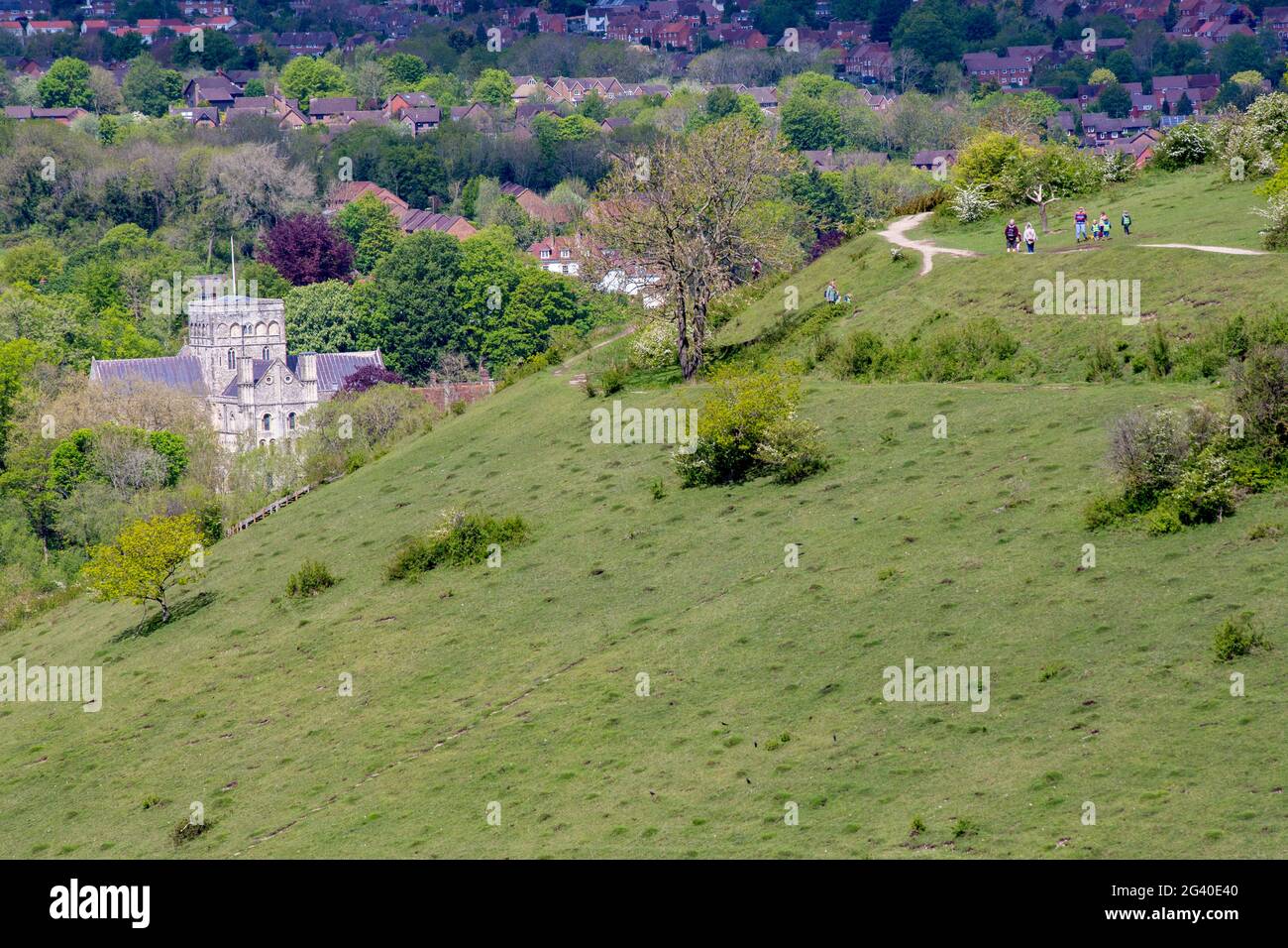 St Cross medievale Almshouse dietro St Catherine's Hill vicino a Winchester, Inghilterra Foto Stock