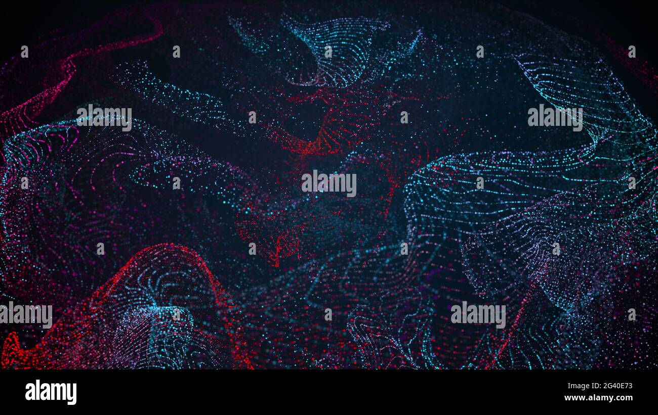 Vortice di particelle generato dal computer. rendering 3d di sfondo gassoso eccellente Foto Stock