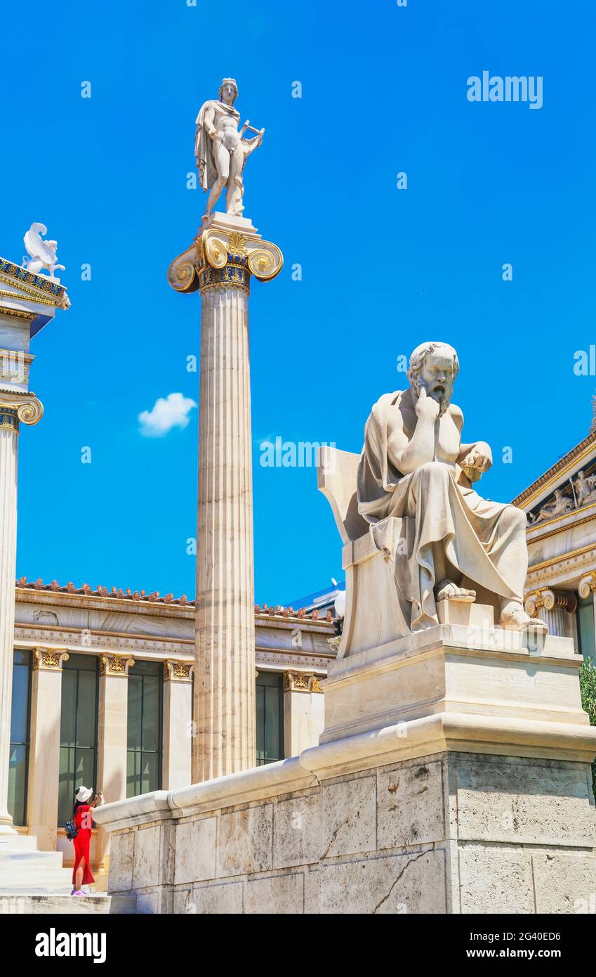 Accademia di Atene, Atene, Grecia, Europa Foto Stock