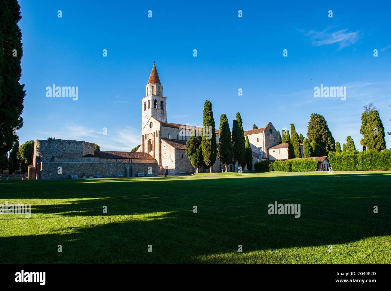La basilica patriarcale e il battistero di Aquileia nel Friuli Venezia Giulia. La città fu fondata dai Romani nel 181 a.C. e fa parte Foto Stock