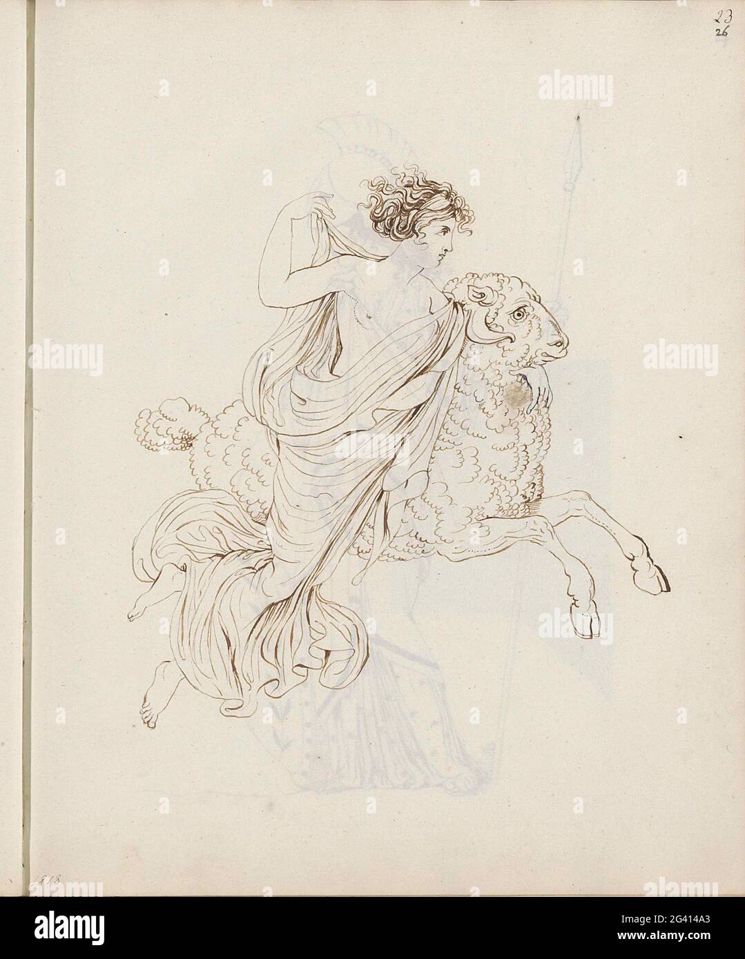 Jason sul montone volante. La foglia 26 recto da un libro di schizzo con 94 fogli. Foto Stock