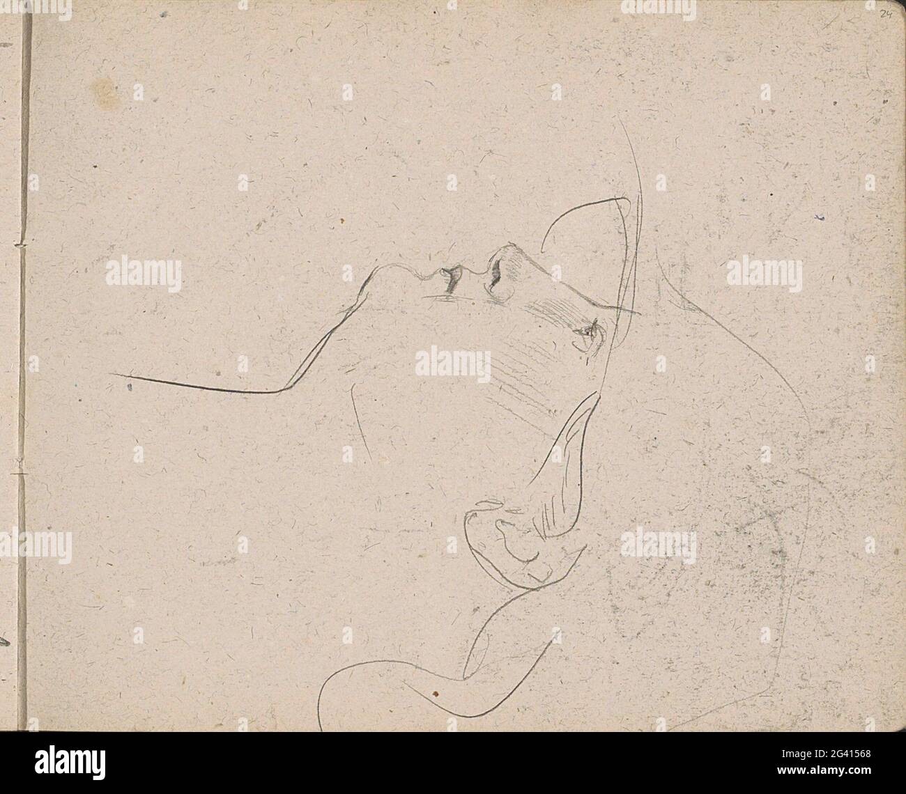 Pagina 24 da schedario XXXV con 36 pagine., Ritratto di una donna  sconosciuta con cappello, in profilo., disegnatore: Isaac Israels,  Copenhagen (città), c.. 1919 Isacco Israel, c. 1919 Foto stock - Alamy