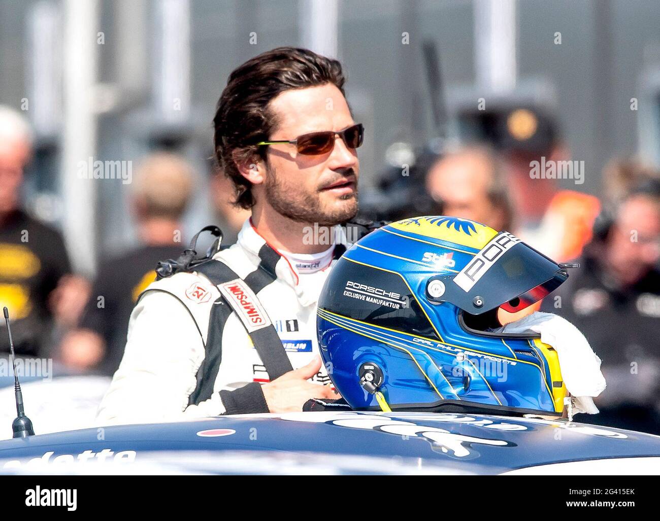 Il principe Carl Philip guidò la Porsche Carrera Cup Scandinavia ad Anderstorp, Svezia, il 18 giugno 2021. Foto di Johan Valkonen/Stella Pictures/ABACAPRESS.COM Foto Stock