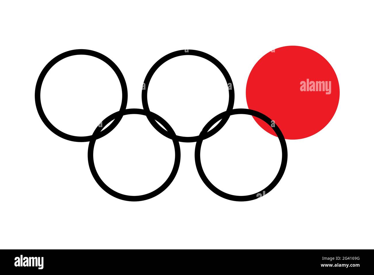 Anelli, cerchio rosso isolato su sfondo bianco. Giochi sportivi. Benvenuti in Giappone. Olympias d'estate Illustrazione Vettoriale