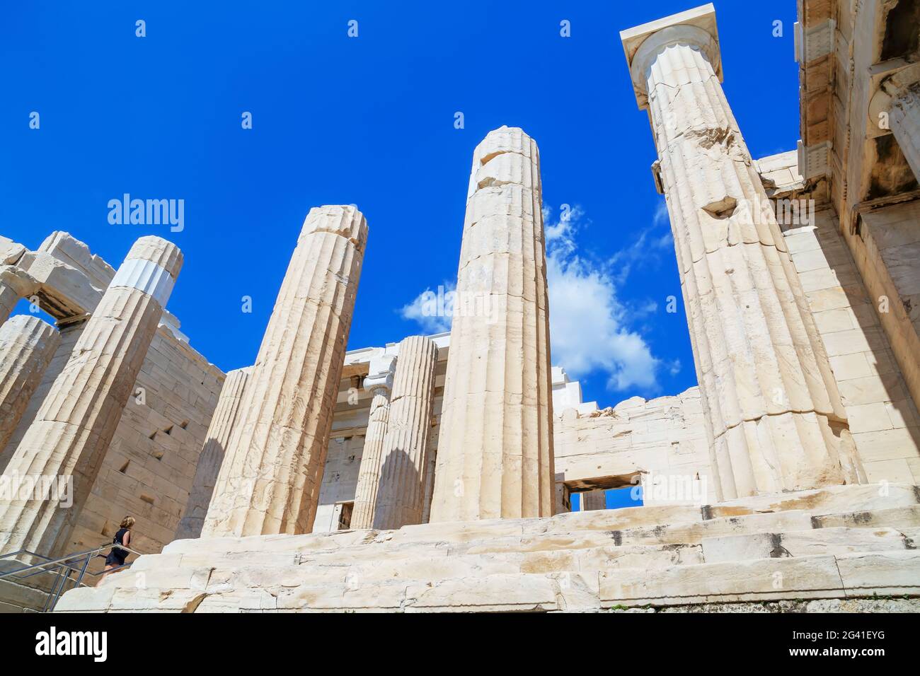 Il Propylaea, la porta monumentale dell'Acropoli, Atene, Grecia, Europa, Foto Stock