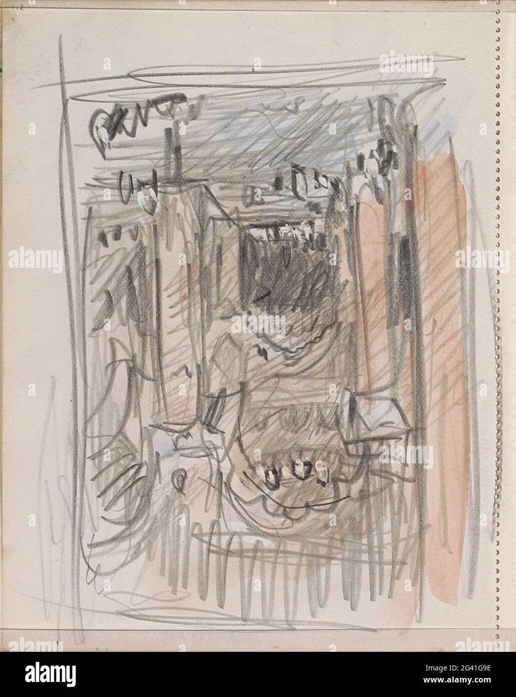 Scale e portico, possibile da un tempio. Pagina 112 da un libro di schizzo con 75 fogli. Foto Stock