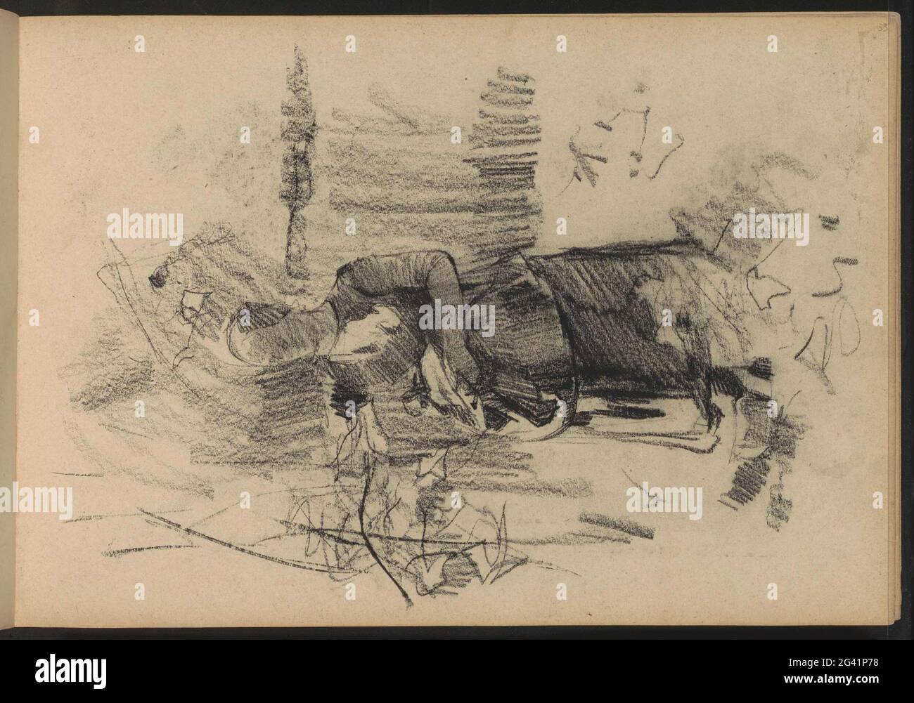 Raccolta giovane donna. Pagina 33 da un libro di schizzo con 29 fogli. Foto Stock