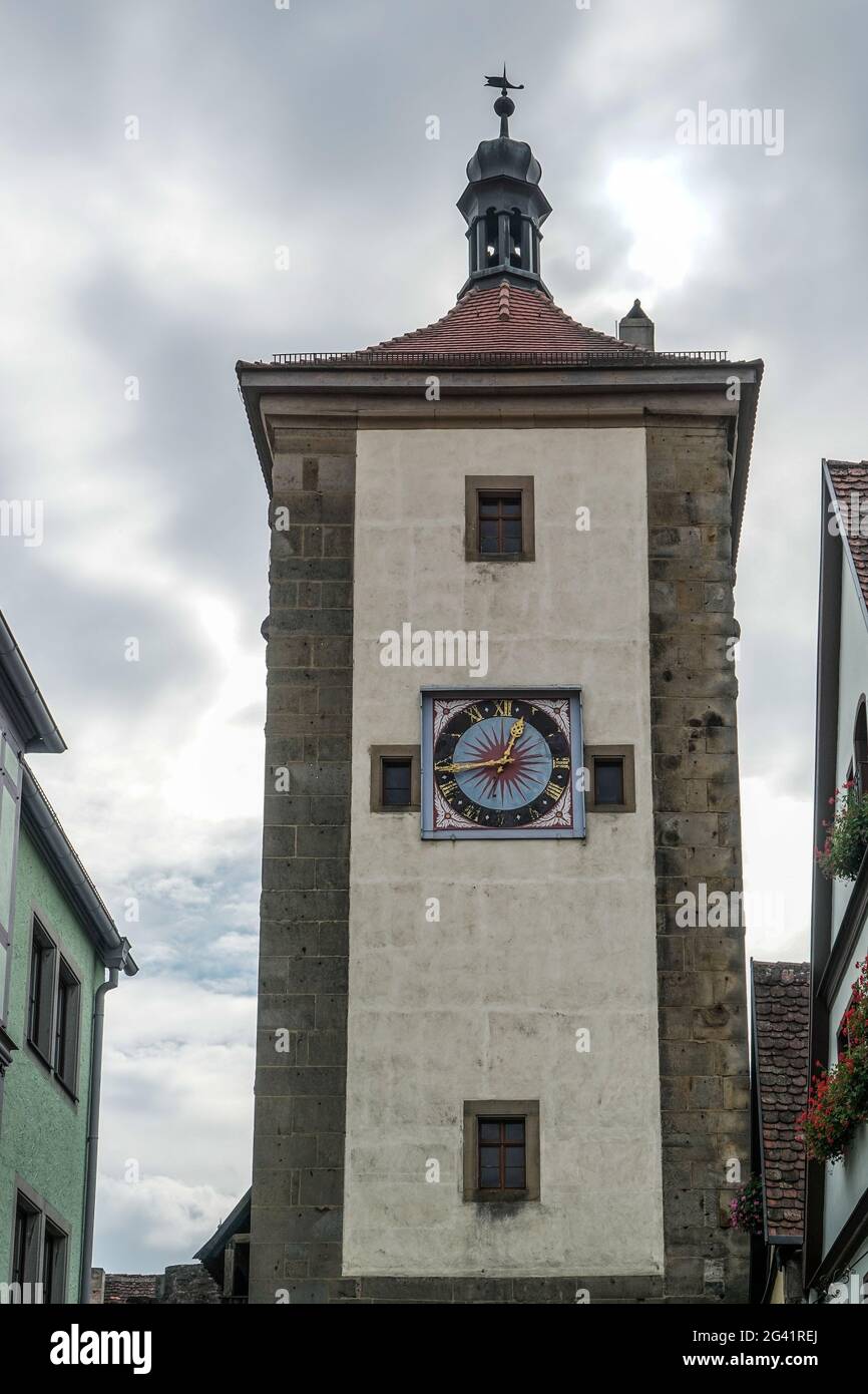 Architettura, baviera, baviera, edificio, città, orologio, colorato, europa, europeo, franconia, franken, tedesco, germania, heritag Foto Stock