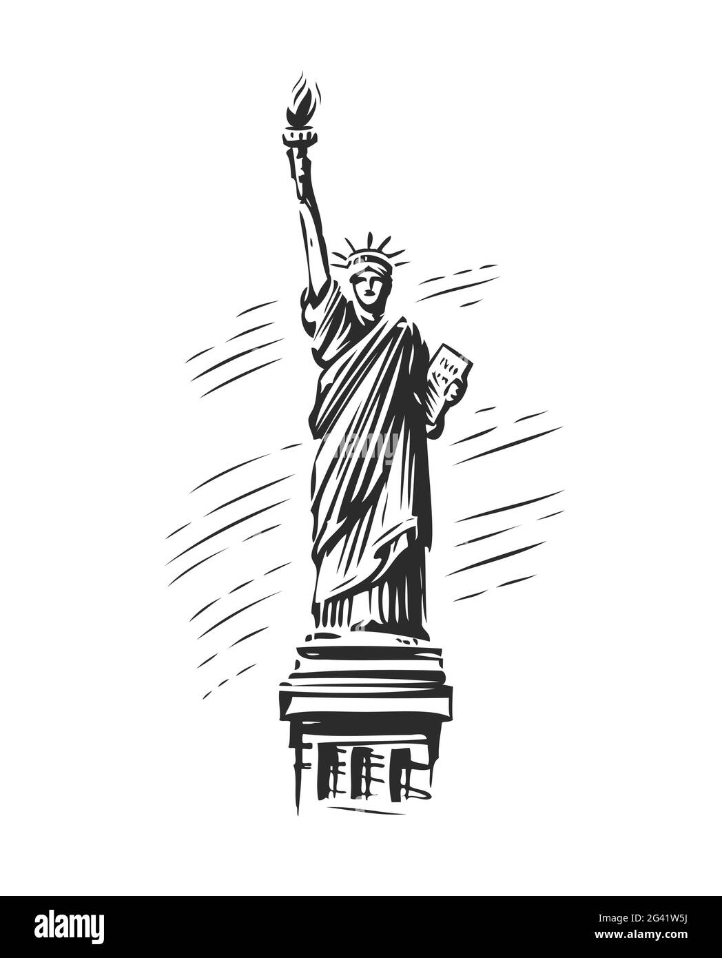 Simbolo della Statua della libertà. USA, emblema di New York. Illustrazione vettoriale Illustrazione Vettoriale