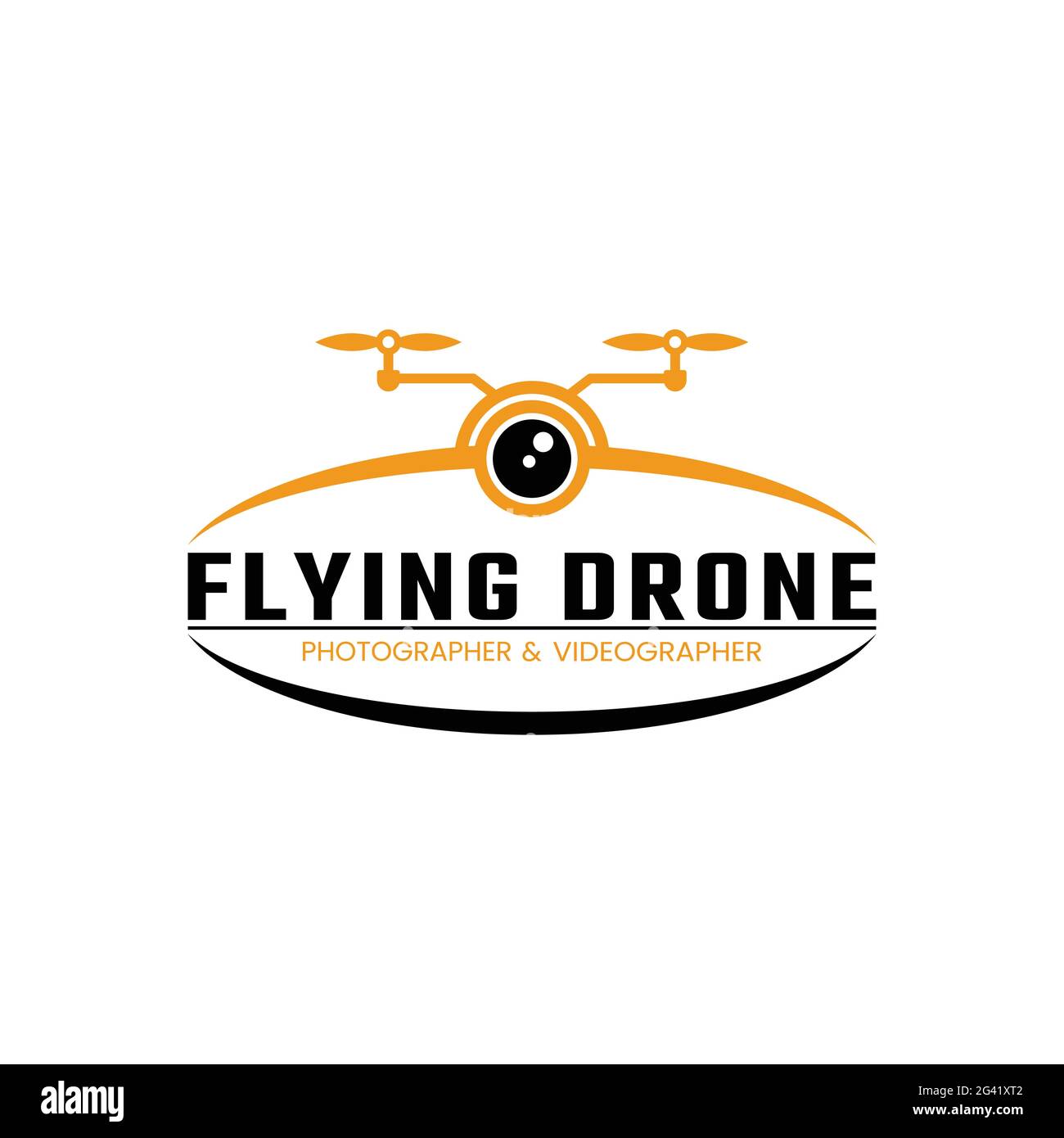 Modello di disegno del logo del drone volante. Adatto per la fotografia Videografia Multimedia Broadcasting Delivery Company Business Corporate Brand Simple Illustrazione Vettoriale
