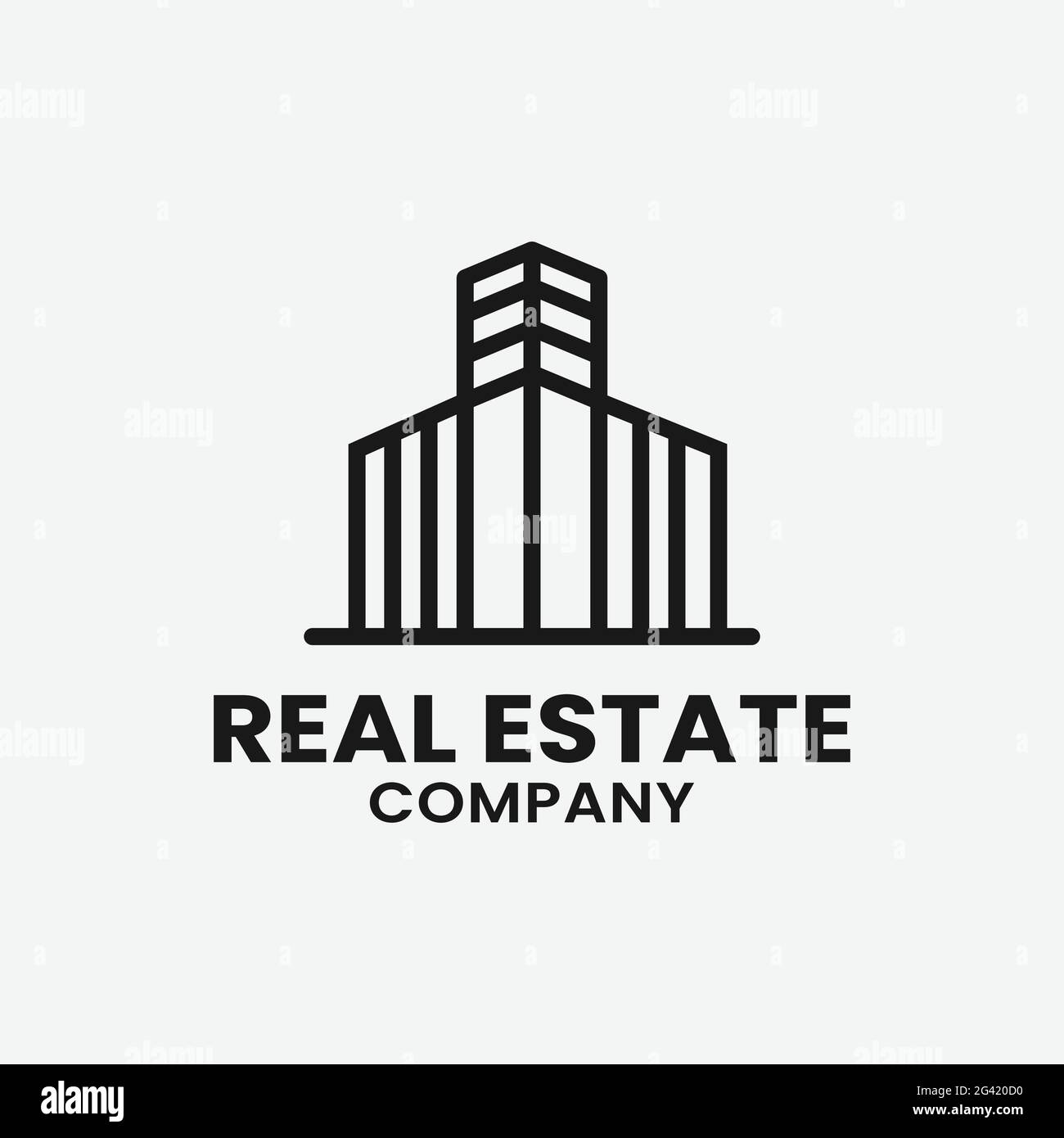 Modello di disegno di logo di bene immobile di linea semplice. Adatto per la costruzione generale di Realty investimenti immobiliari Società Business Corporate Brand Simple Illustrazione Vettoriale