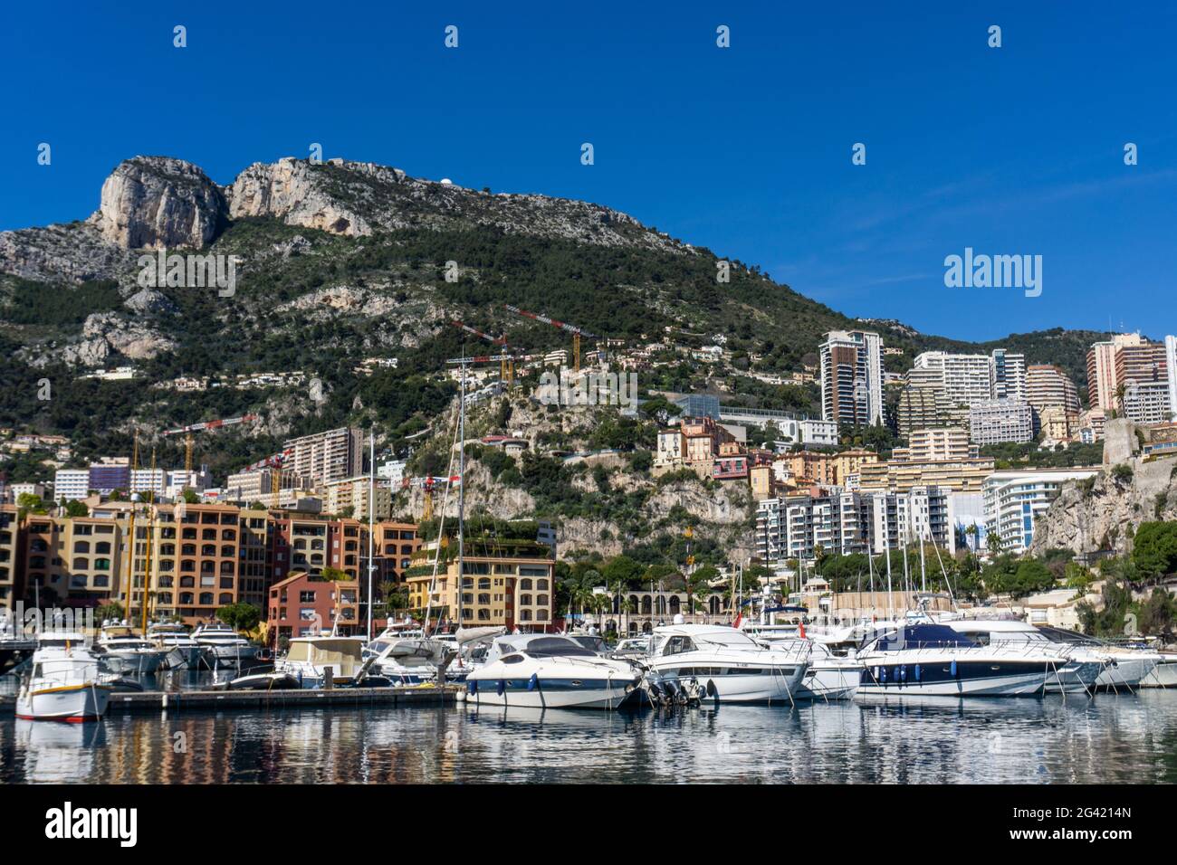 Il Porto di Fontvieille nel cuore di Monaco Foto Stock