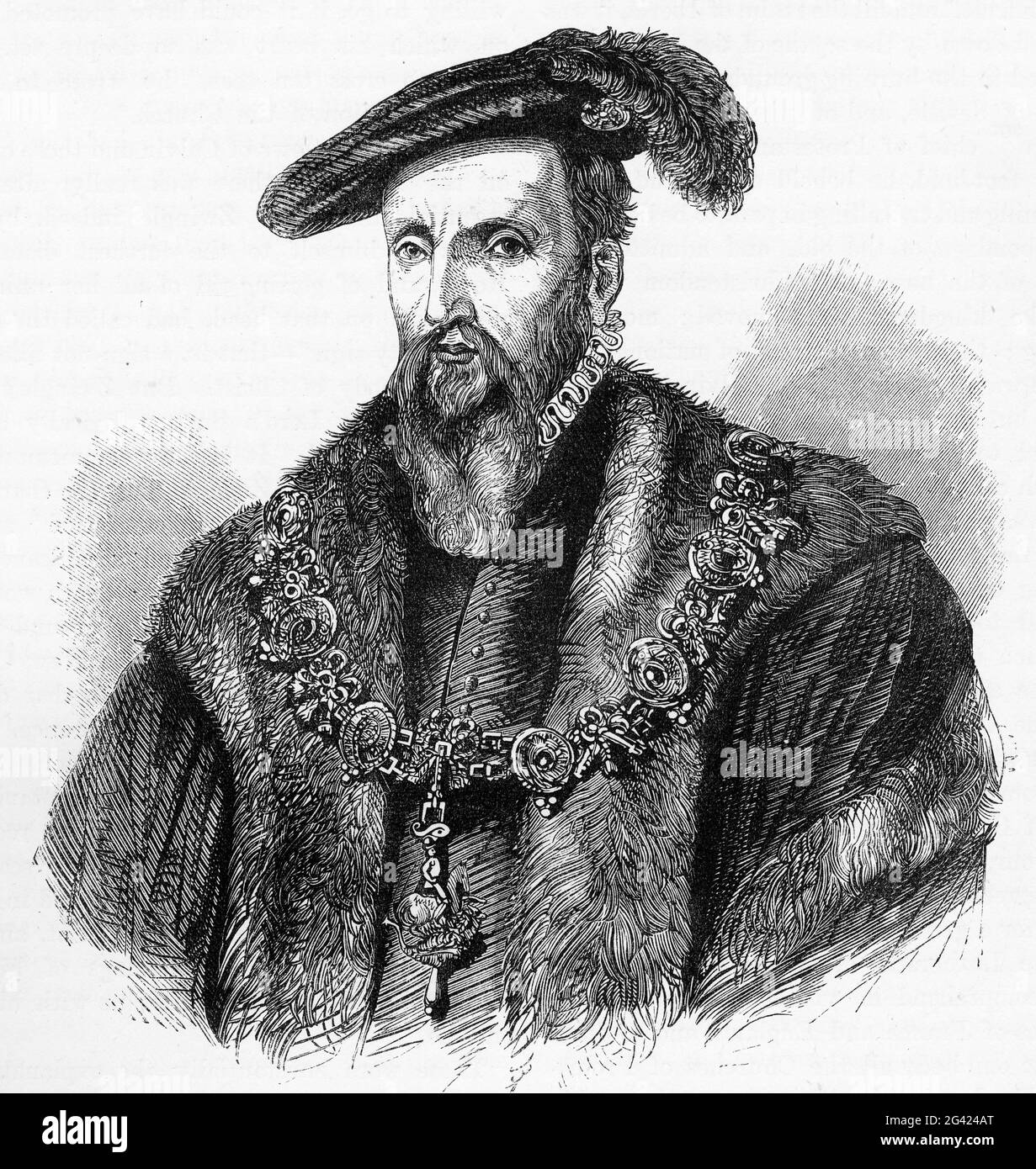 L'incisione di Edward Seymour, i duca di Somerset (1500 – 1552), conosciuto anche come Edward Semel, fu il fratello maggiore sopravvissuto della regina Jane Seymour, Signore protettore d'Inghilterra dal 1547 al 1549 durante la minoranza del nipote re Edoardo VI (1547–1553), Foto Stock