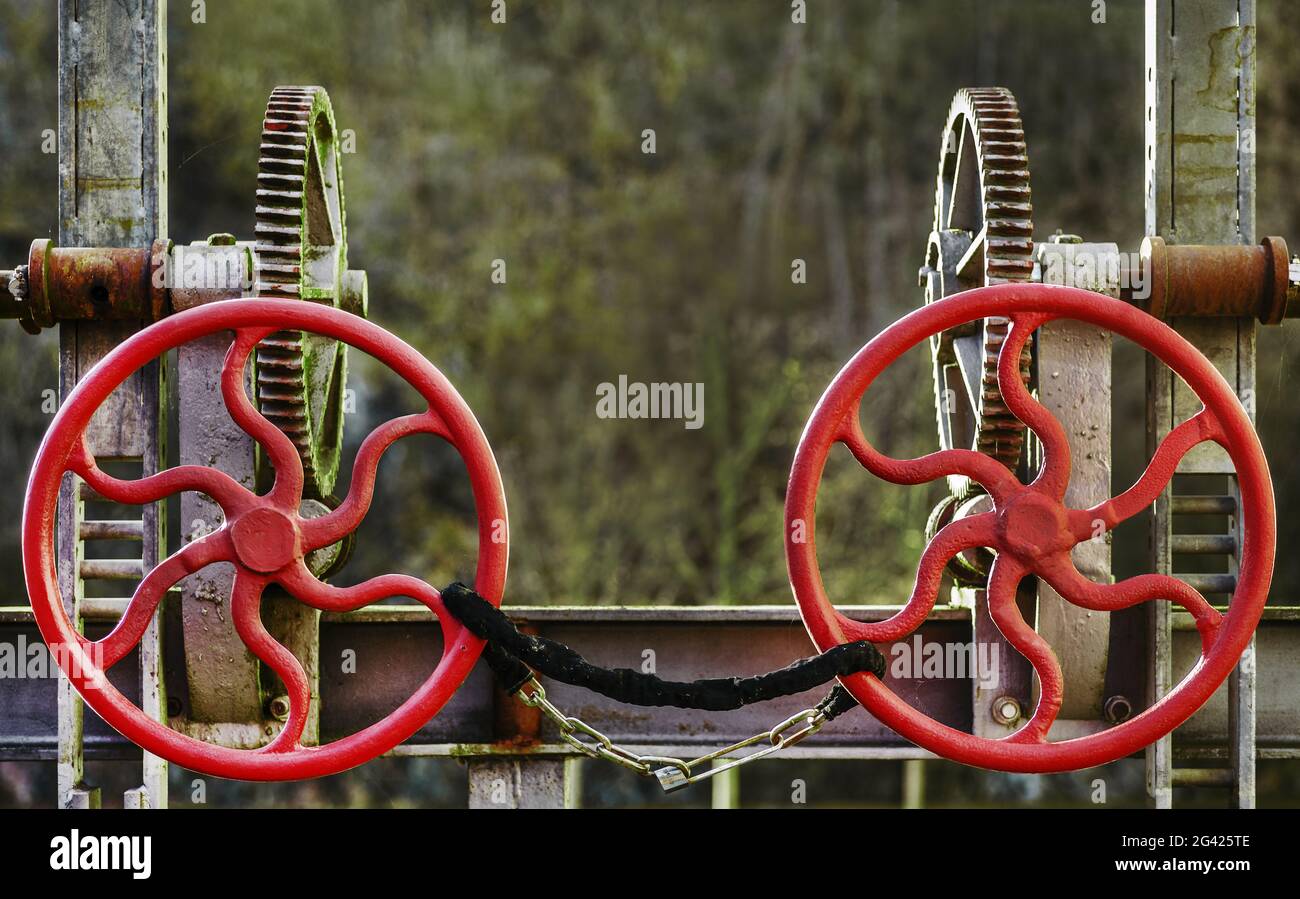 I volantini della scatola ingranaggi a vite senza fine Foto Stock