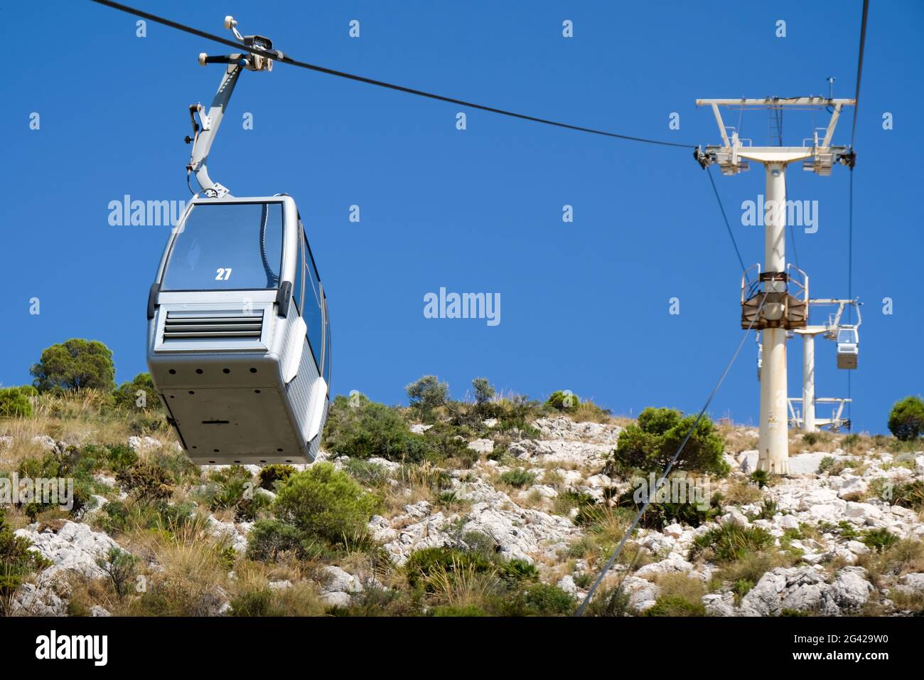 BENALMADENA, Andalusia/Spagna - 7 Luglio : Funivia per il Monte Calamorro vicino a Benalmadena spagna il 7 Luglio 2017 Foto Stock