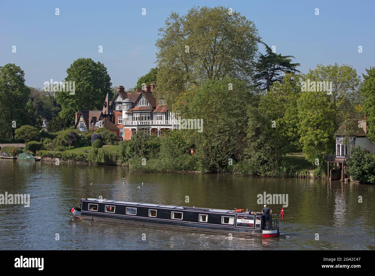 Chiatta sul Tamigi, Henley-upon-Thames, Oxfordshire, Inghilterra Foto Stock