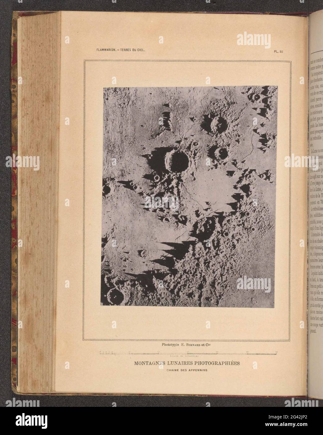 Modello in gesso, che rappresenta la superficie della luna; Montagnes Lunares Photographiées. . Foto Stock