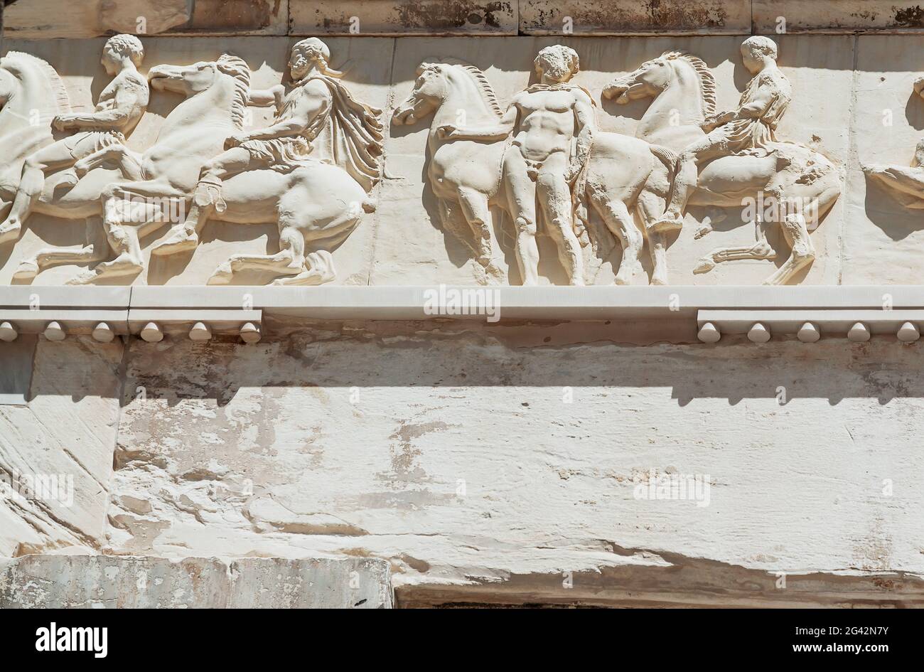 Parthenon freize, Acropoli di Atene, Grecia Foto Stock