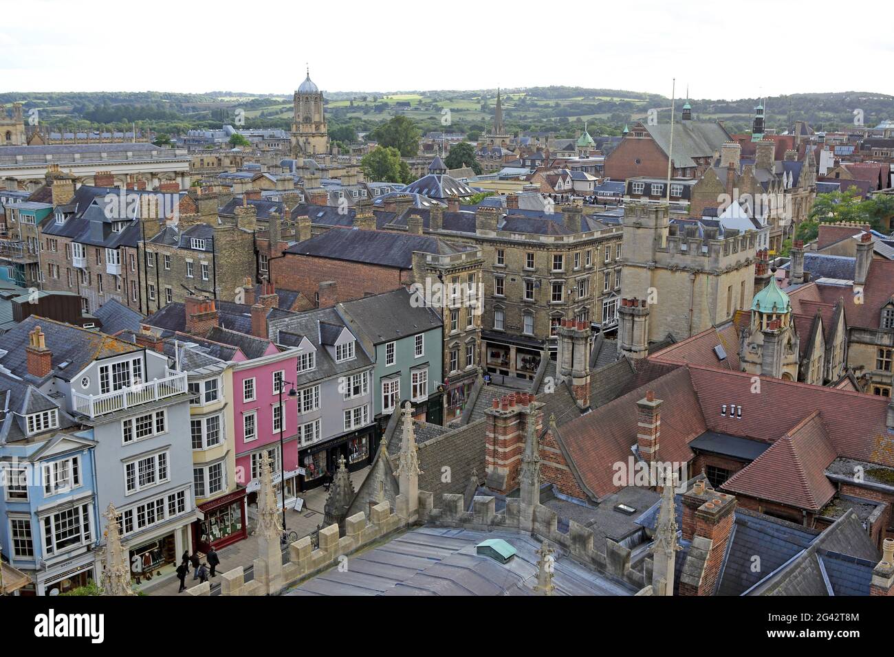 Blick auf die High Street, Oxford, Oxfordshire, Inghilterra Foto Stock