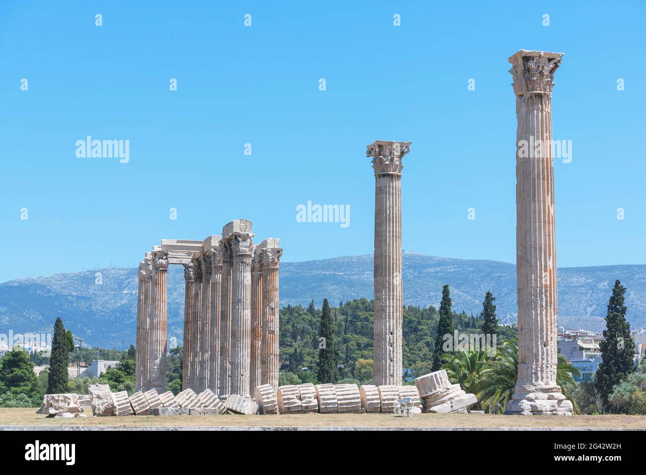 Tempio di Zeus Olimpio, Atene, Grecia, Europa, Foto Stock