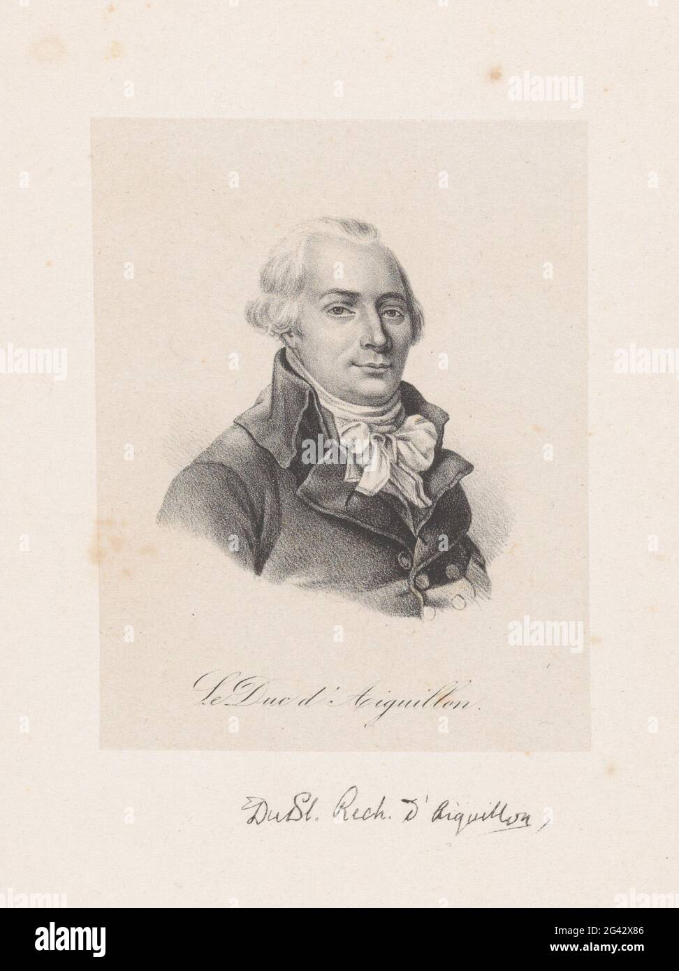 Ritratto di Emmanuel-Armand de Vignerot du Plessis-Richelieu, duca di  Aiguillon. Ritratto di Emmanuel-Armand de Vignerot du Plessis-Richelieu.  Nell'undermaster il suo titolo e la sua firma Foto stock - Alamy