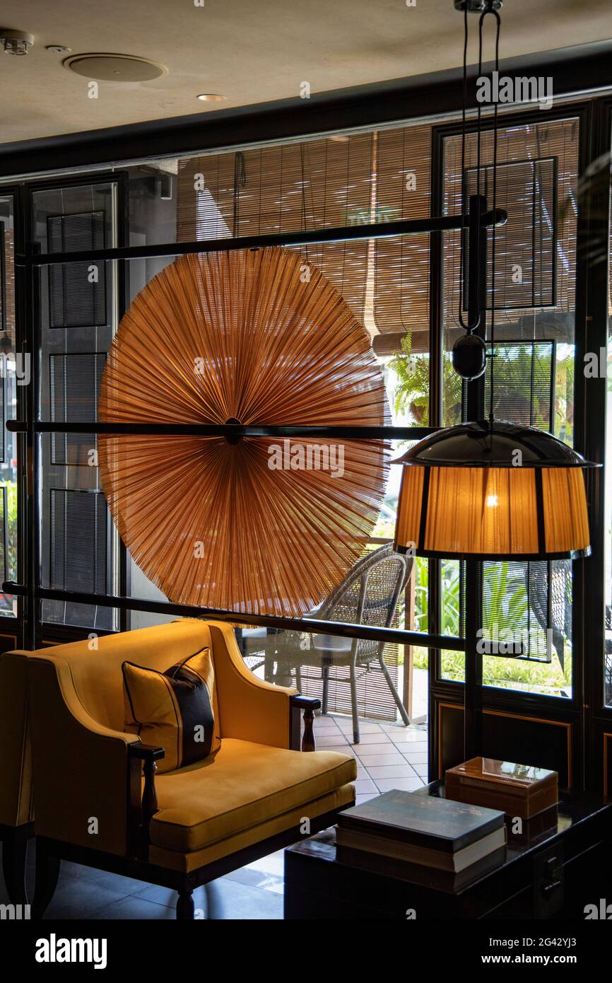 Area lounge nel Six Senses Duxton Boutique Hotel a Chinatown, Singapore, Singapore, Asia Foto Stock