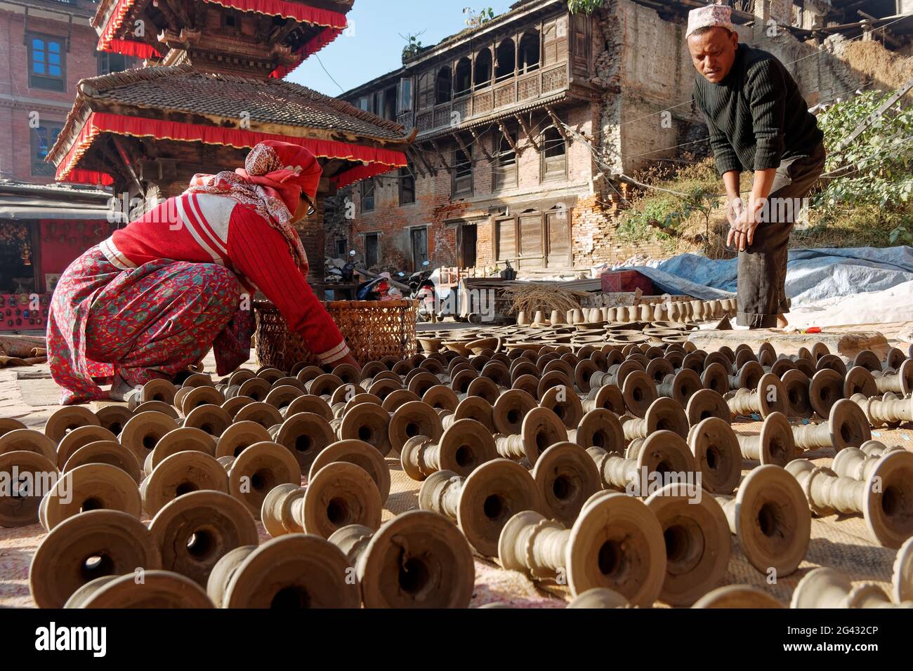 La città dei vasai: Bhaktapur, Valle di Kathmandu, Nepal, Asia. Foto Stock