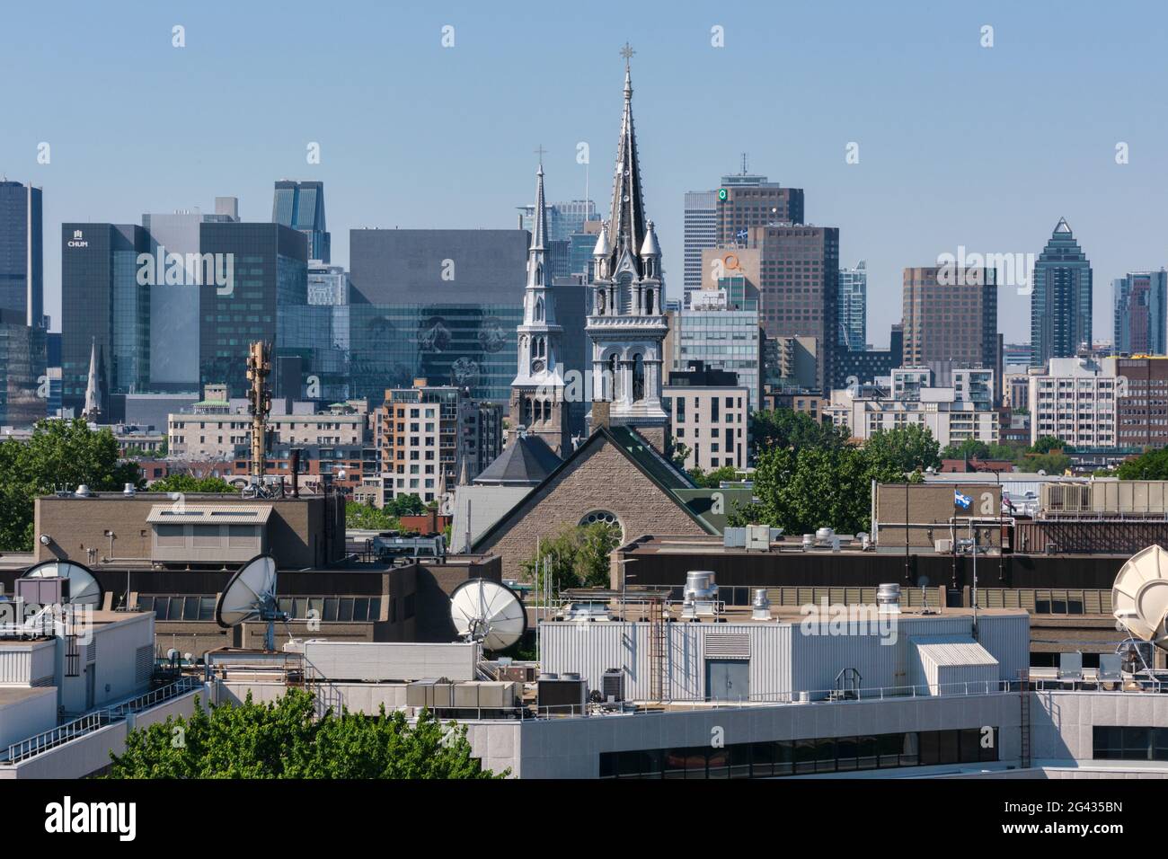 Montreal, CA 7 Giugno 2021: Montreal Skyline da Jacques-Cartier Bridge Foto Stock
