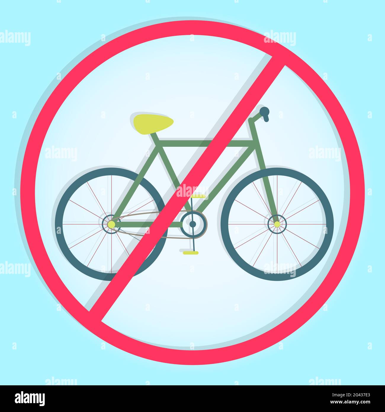 Elegante e colorato "senza cartello per biciclette". Illustrazione Vettoriale