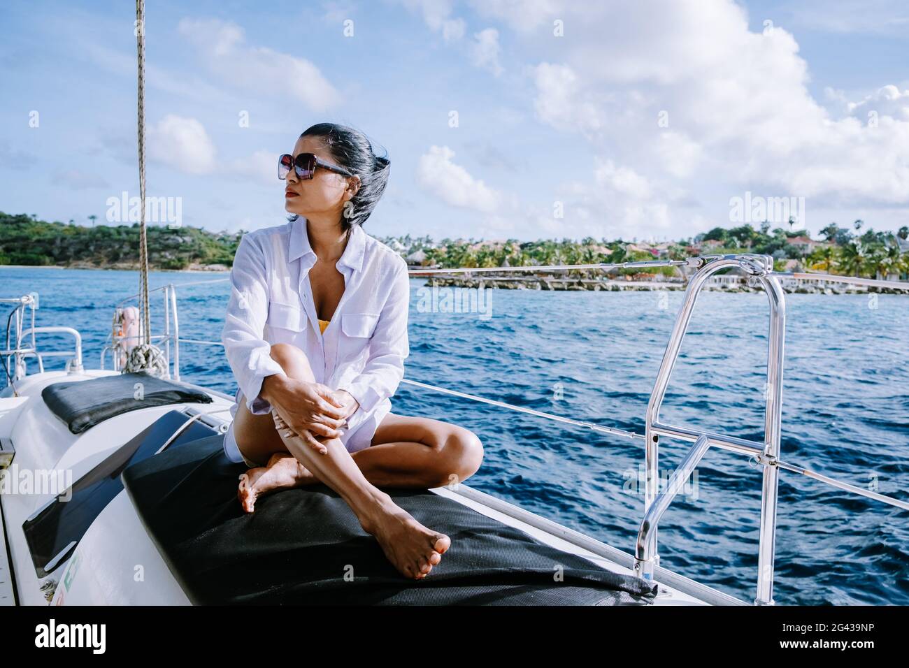 Piccola isola di Curacao famosa per le gite di un giorno e le escursioni di snorkeling sulle spiagge bianche e l'oceano azzurro, Klein Curacao Island in Foto Stock