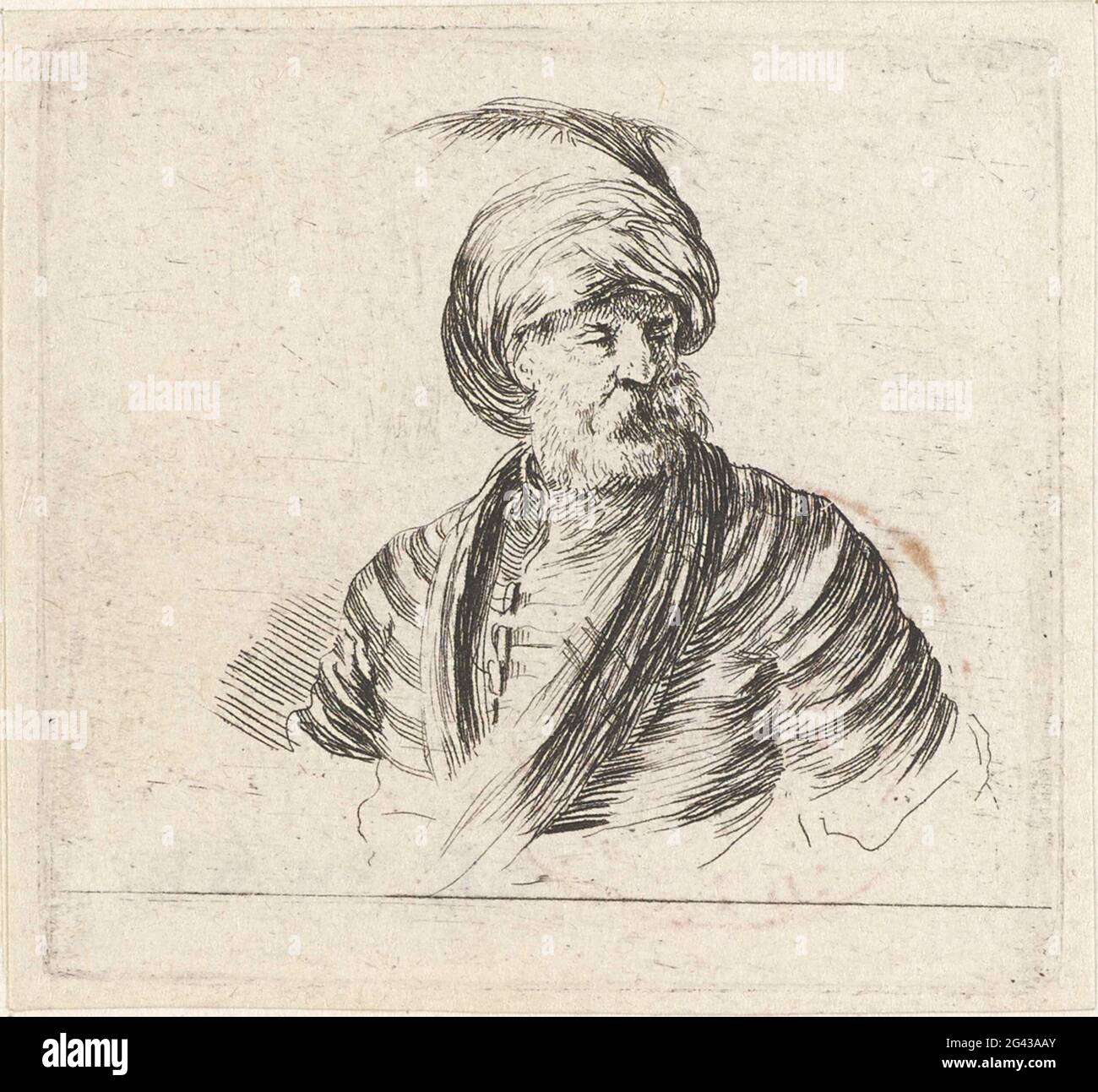 Busto di un vecchio con barba e turbante con pennarello; raccolta di diversi scriboli e incisioni; Recueil De Divers Griffonements & Preuves d'Eau Forte. . Foto Stock