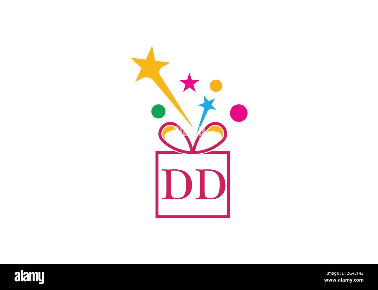 Confezione regalo, lettera alfabetica del negozio di articoli da regalo icona del logo DD in oro o colore dorato per il design del marchio Luxury per l'azienda e il business Illustrazione Vettoriale