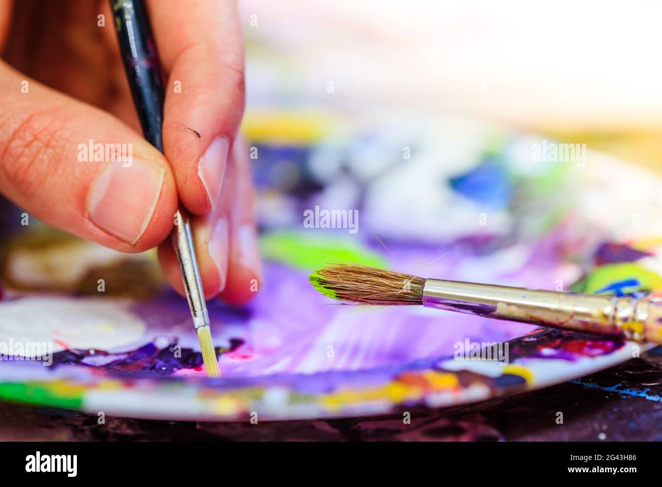 Pittura grafica: Pennelli su sfondo pittura Foto Stock