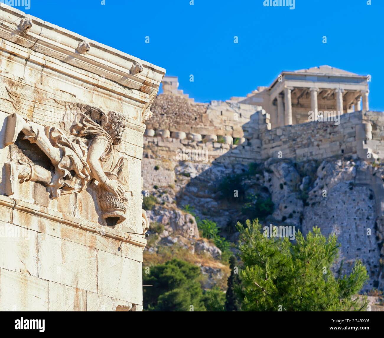 Vista della Torre dei Venti, Agora Romana, Atene, Grecia, Europa, Foto Stock