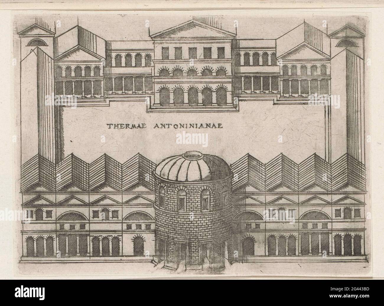 Perle di Caracalla a Roma; Thermae Antoninianae; Livre des Edifes Antiques Romains; MAGESYN DER ITALIAN BUILDINGS. La stampa fa parte di un album. Foto Stock
