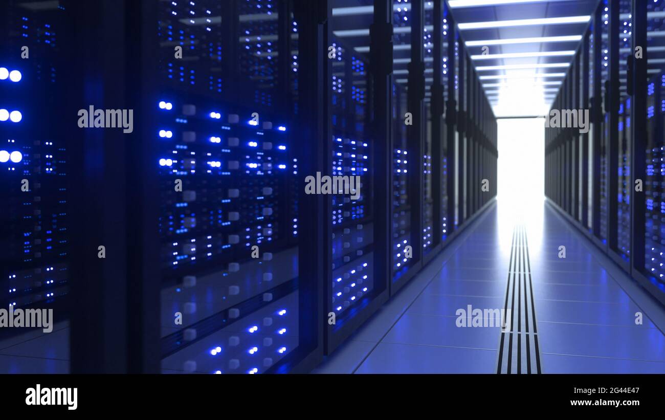 Rack computer per data center in Network Security Server Room Cryptocurrency Attività minerarie Foto Stock