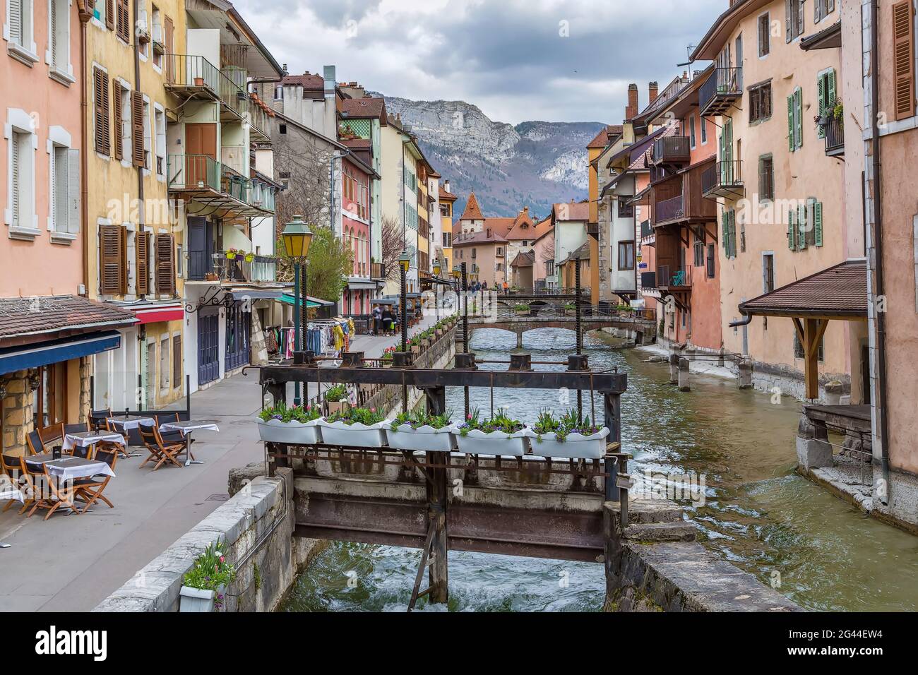 Fiume Thiou ad Annecy, Francia Foto Stock
