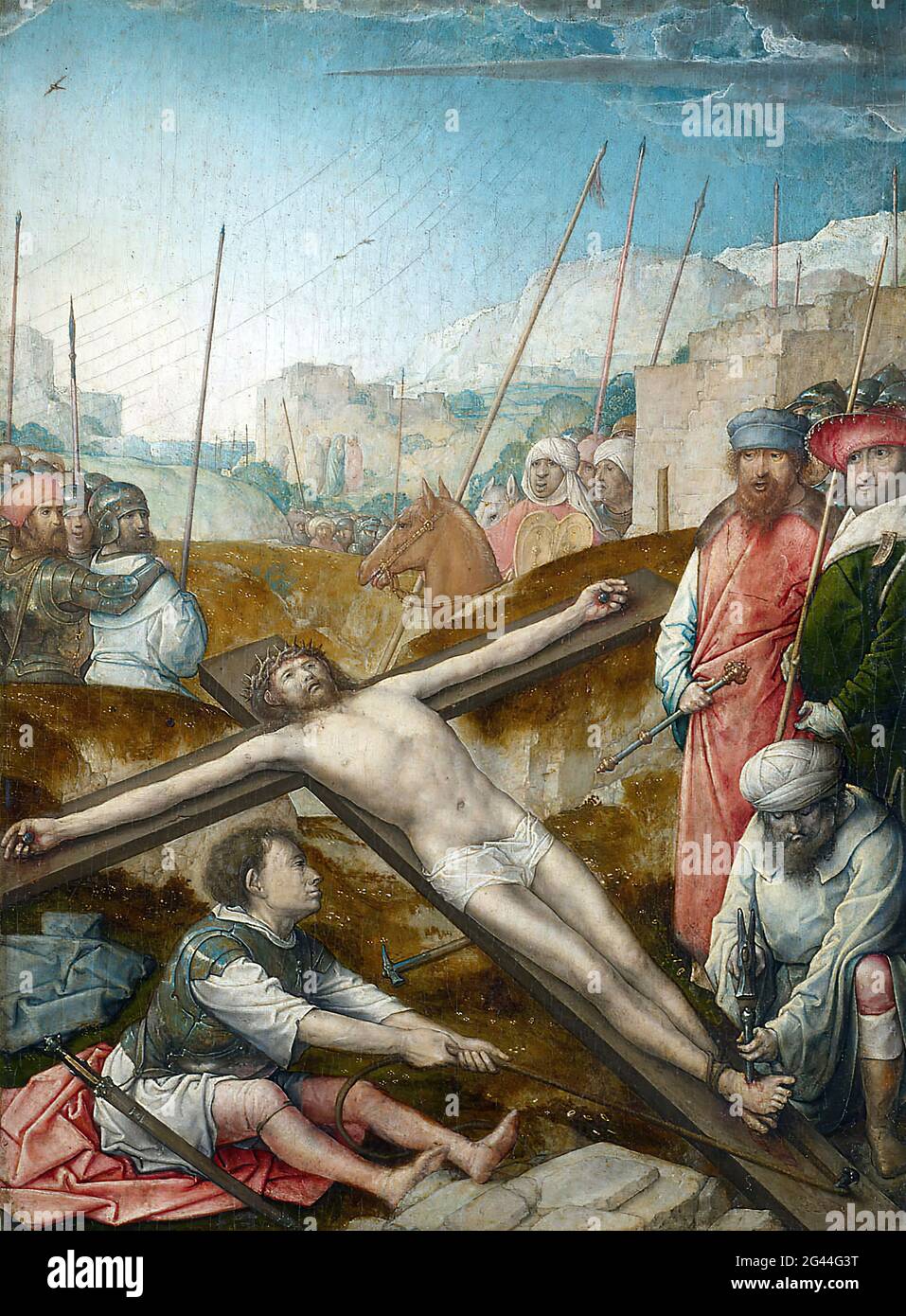 Juan De Flandes - Cristo inchiodato alla Croce Foto Stock