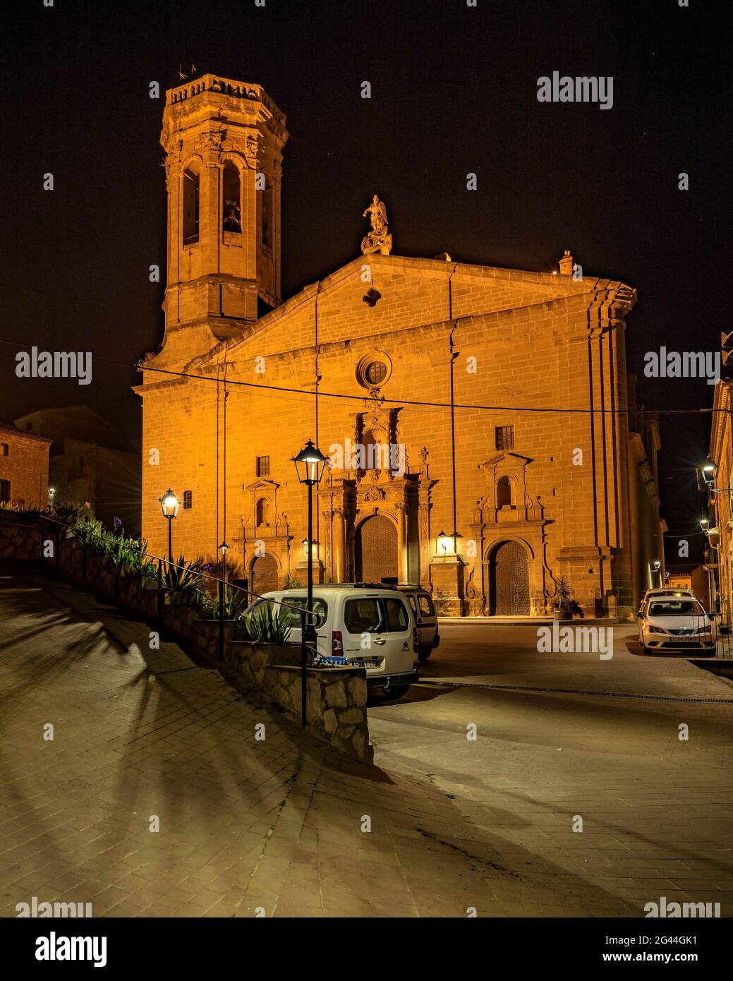 Chiesa di Batea di notte (Terra alta, Catalogna, Spagna) ESP: Iglesia de Batea de noche (Terra alta, Cataluña, España) FR: Église de Batea la nuit Foto Stock