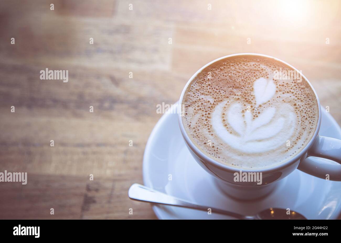Concetto di caffè italiano: Tazza di cappuccino appena sfornato in cafÃ© Foto Stock
