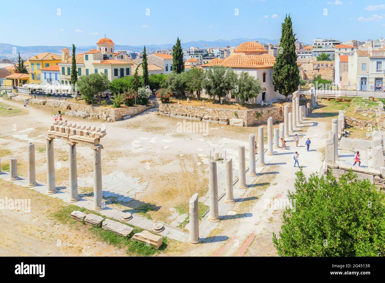 Roman Agora, vista elevata, Atene, Grecia, Europa, Foto Stock
