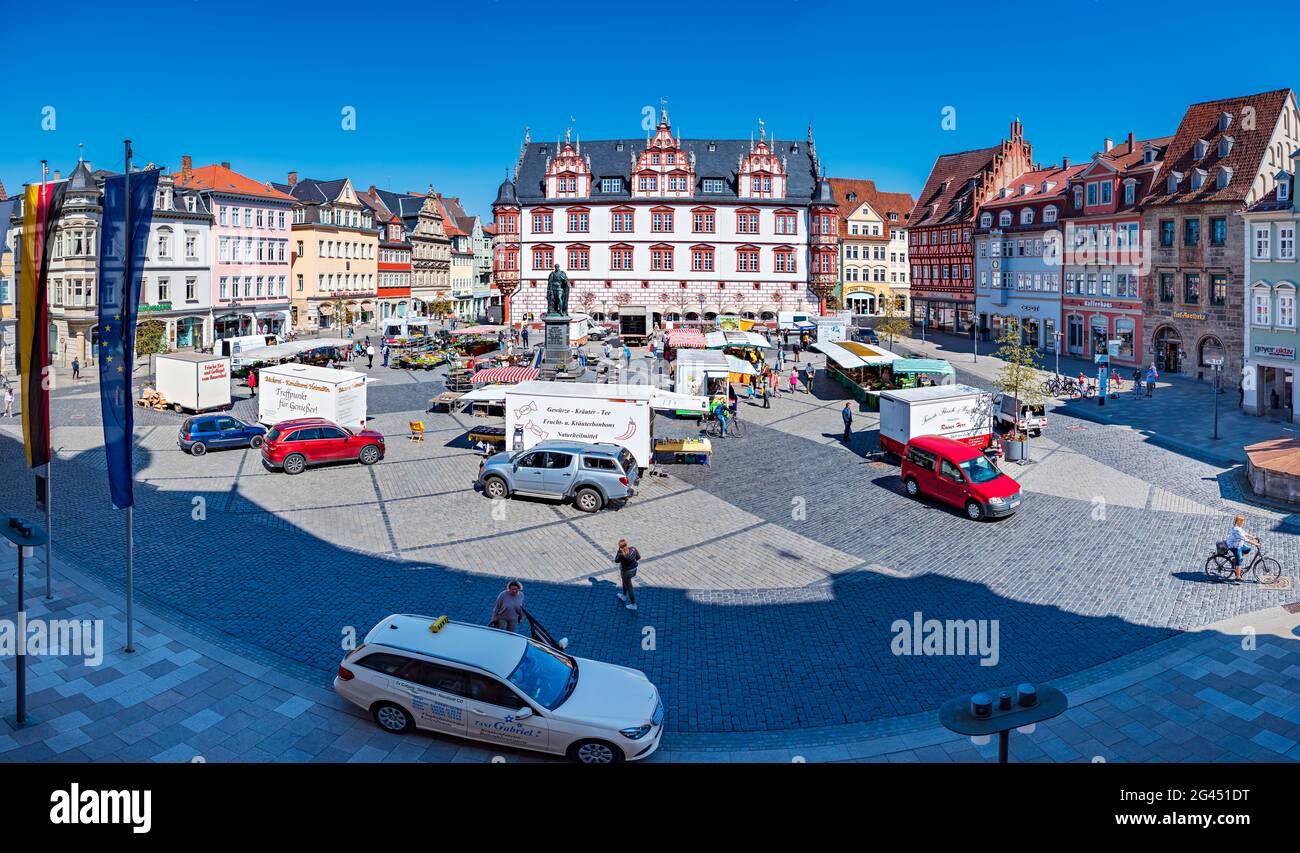 Piazza del mercato di Coburg, Coburg, alta Franconia, Baviera, Germania Foto Stock
