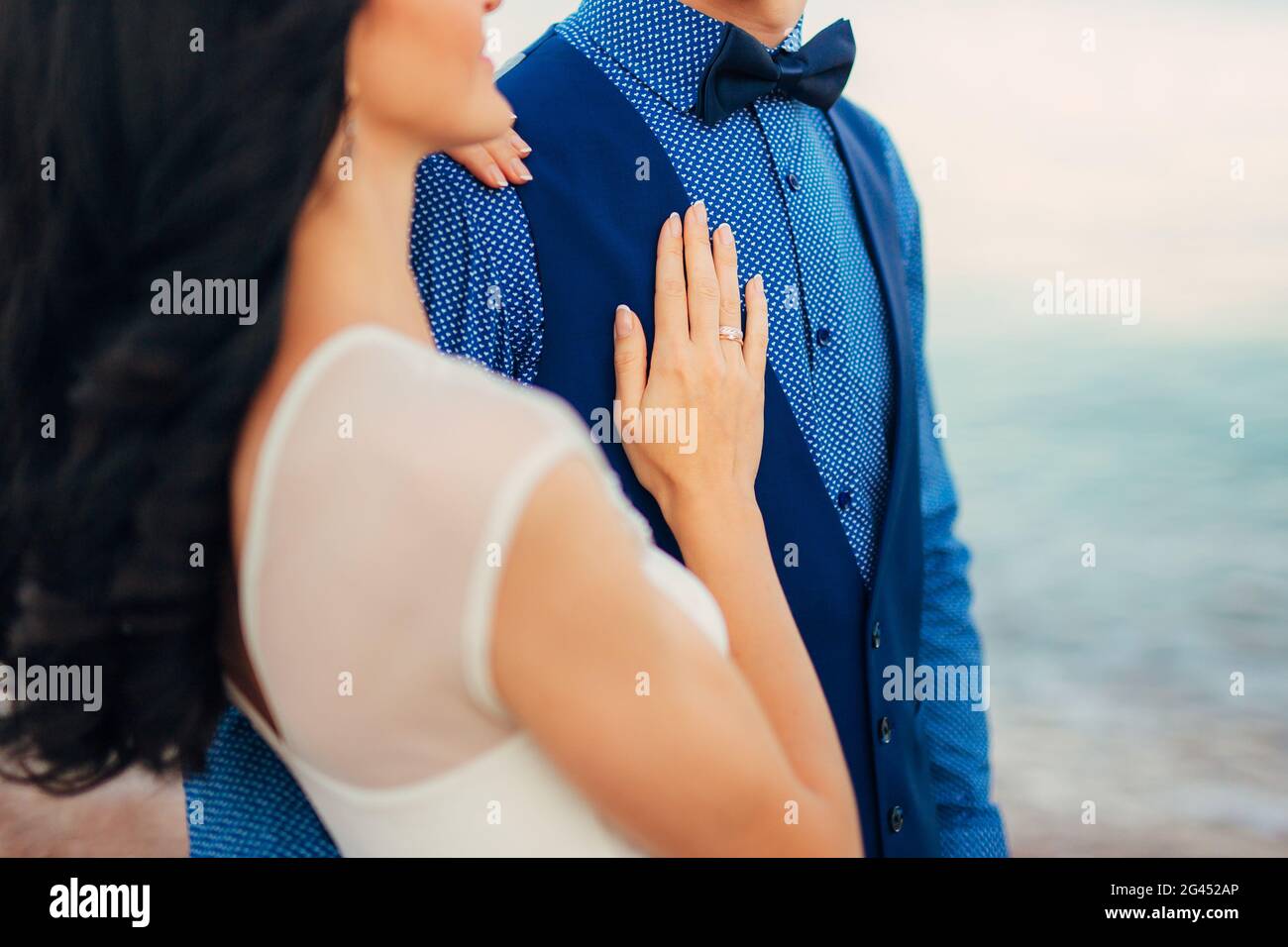 Cravatta a farfalla per close-up. Matrimonio abito sposo Foto Stock