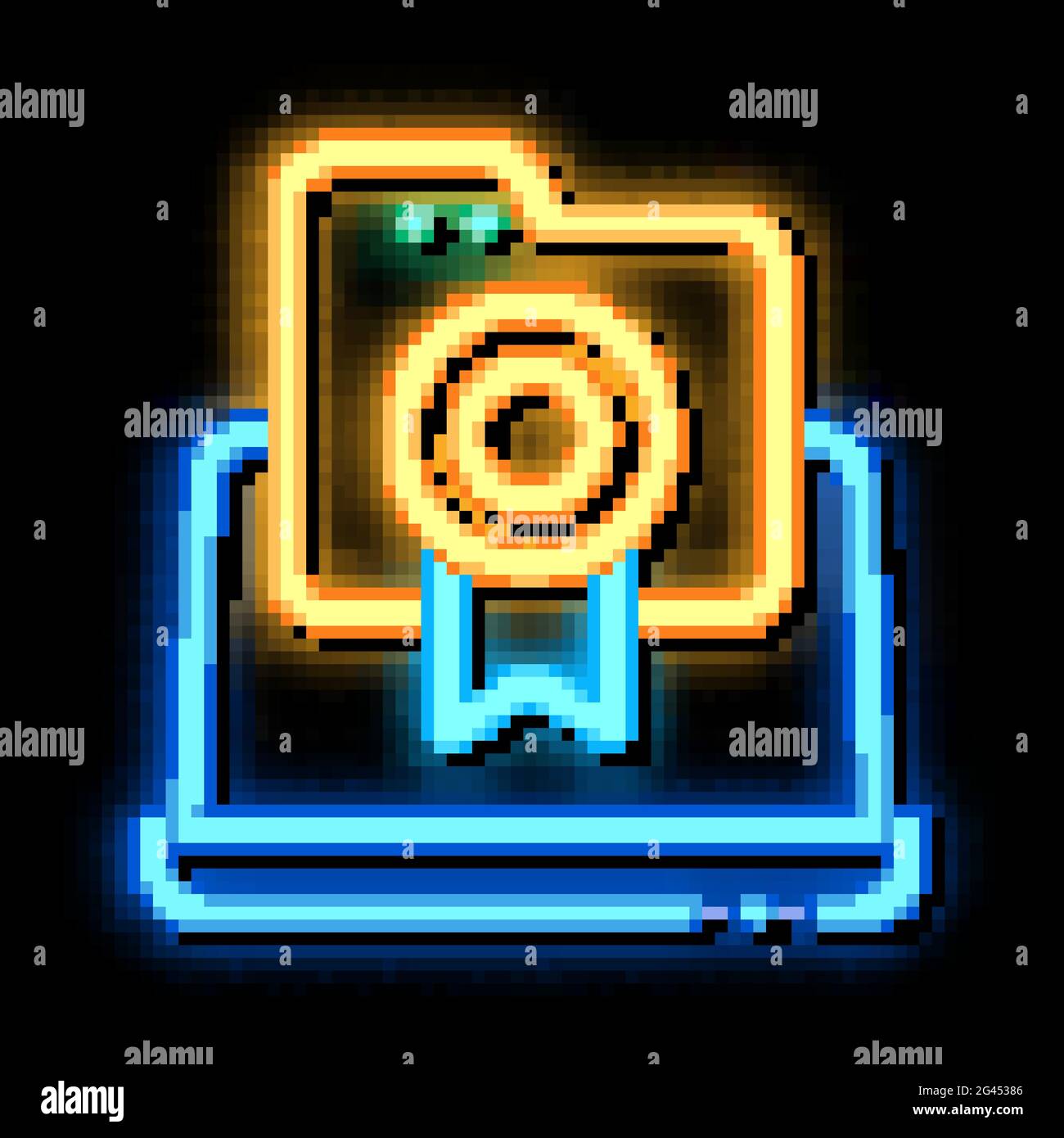 immagine dell'icona del neon glow sullo schermo del computer portatile Illustrazione Vettoriale
