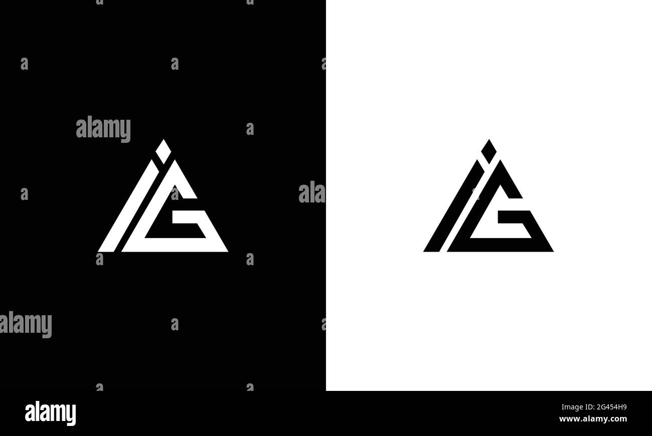 Lettere alfabetiche logo monogramma GI,IG,i e G. Illustrazione Vettoriale