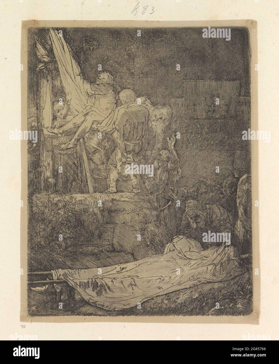 Riduzione incrociata della luce della torcia; Recueil De Quatre-Vingt-Cinq Estampes originales. La stampa fa parte di un album. Foto Stock