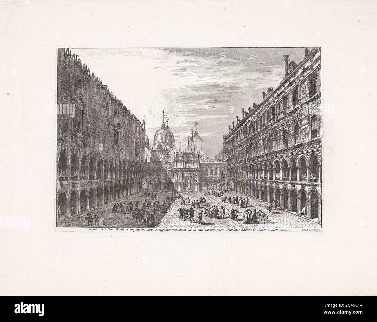 Cortile di Palazzo Ducale a Venezia; Magnificum Aedium Divalium Impluium varietà, et Elegant Exornatum (...); volti su Venezia; Magnificentiores Selectioresque Urbis Venetiarum Prospectus. Vista sul cortile del Palazzo ducale verso San Marco a Venezia. Foto Stock