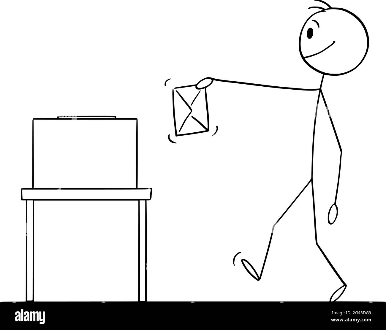 Persona che tiene inviluppo, voto o elezione, Vector Cartoon Stick Figura Illustrazione Illustrazione Vettoriale